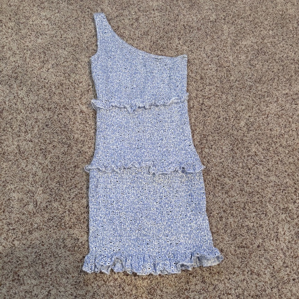 One-Shoulder Blue Ruffle Dress from Princess Polly